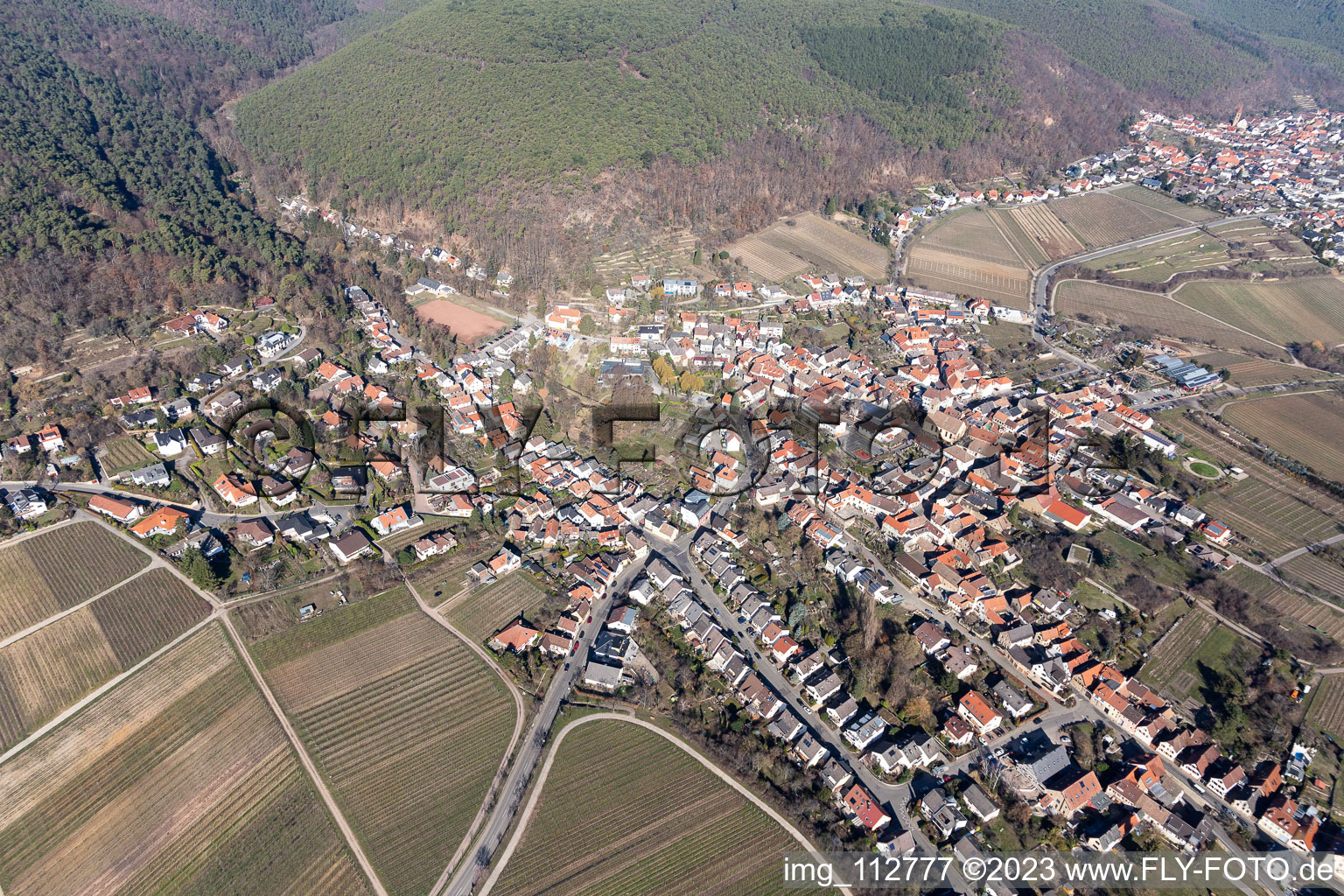 Vue aérienne de Quartier Gimmeldingen in Neustadt an der Weinstraße dans le département Rhénanie-Palatinat, Allemagne