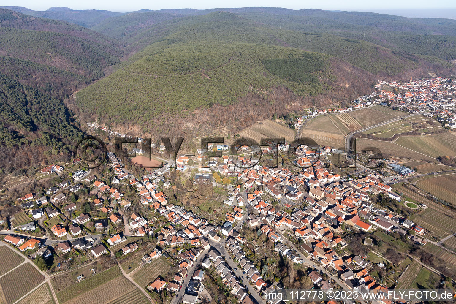 Vue aérienne de Quartier Gimmeldingen in Neustadt an der Weinstraße dans le département Rhénanie-Palatinat, Allemagne