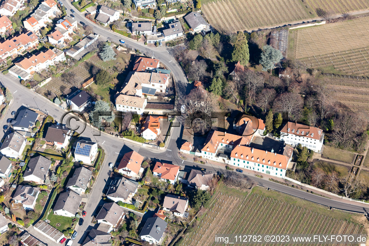 Vue aérienne de Monastère Hildebrandseck à le quartier Königsbach in Neustadt an der Weinstraße dans le département Rhénanie-Palatinat, Allemagne