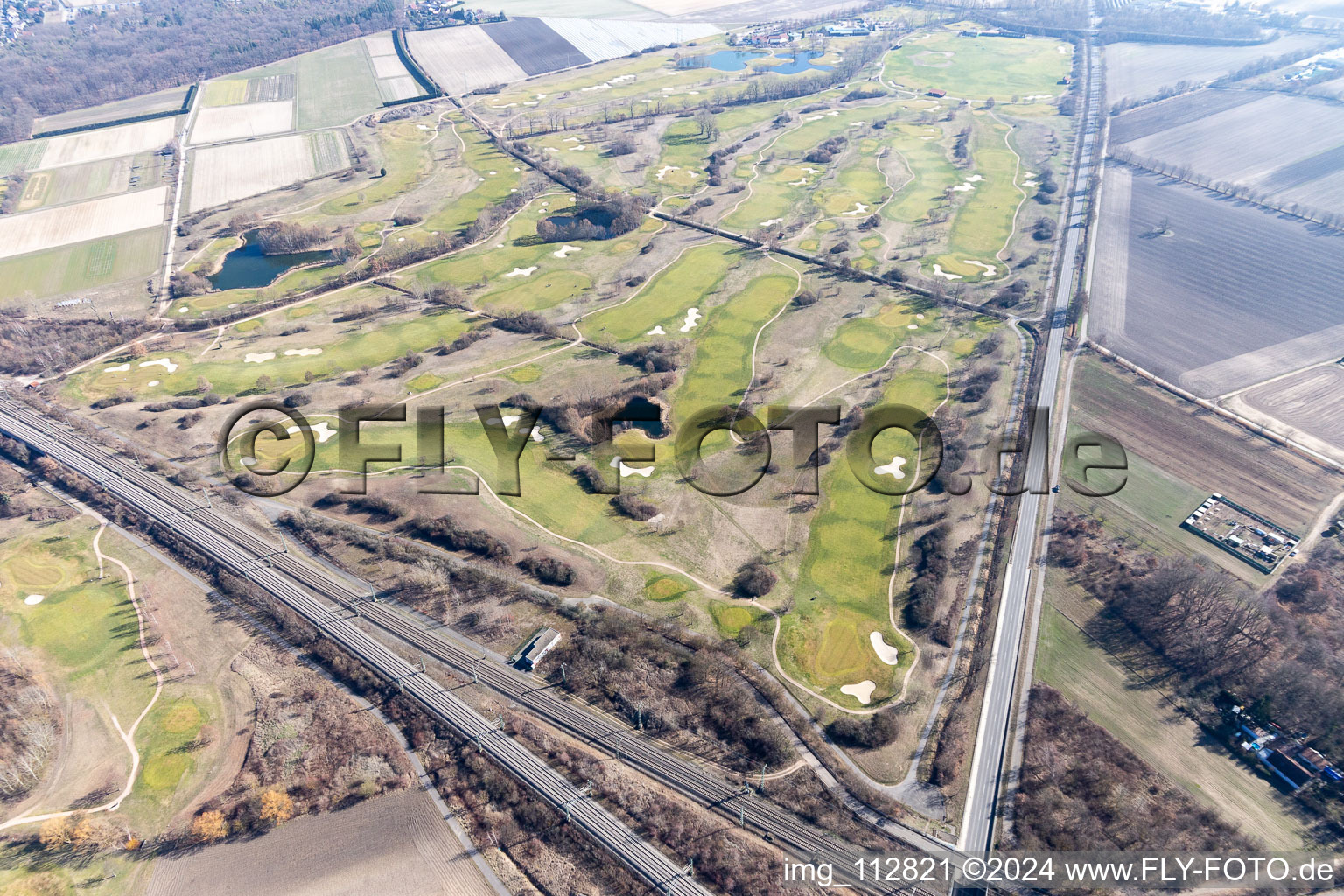 Vue oblique de Site du parcours de golf Kurpfalz au Limburgerhof à Schifferstadt dans le département Rhénanie-Palatinat, Allemagne