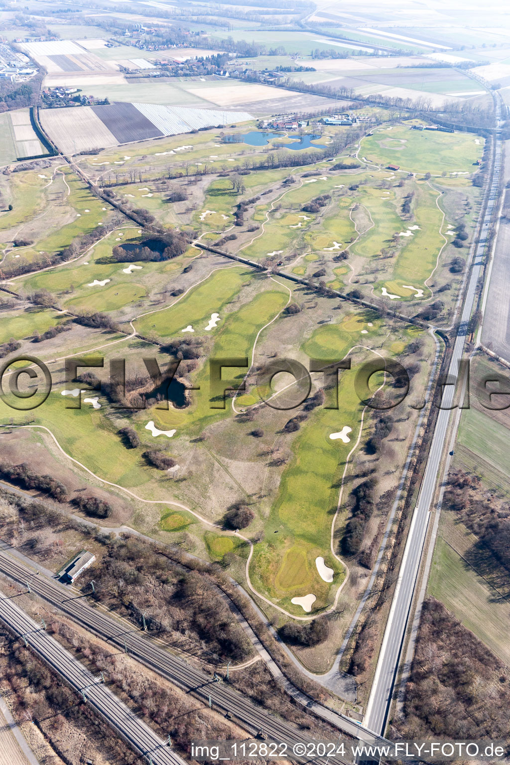 Site du parcours de golf Kurpfalz au Limburgerhof à Schifferstadt dans le département Rhénanie-Palatinat, Allemagne d'en haut