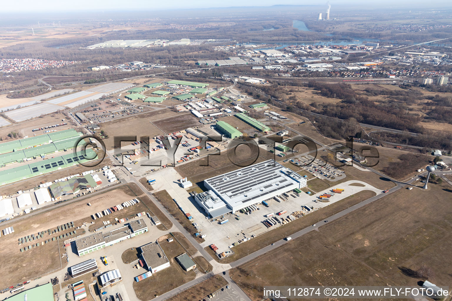 Vue oblique de Dépôt de l'armée à Lingenfeld dans le département Rhénanie-Palatinat, Allemagne