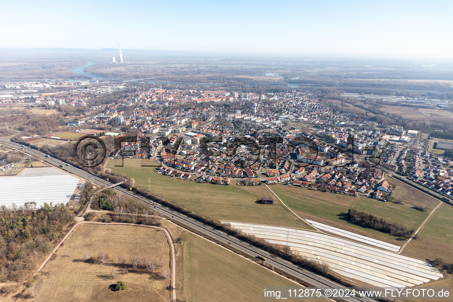 Enregistrement par drone de Germersheim dans le département Rhénanie-Palatinat, Allemagne