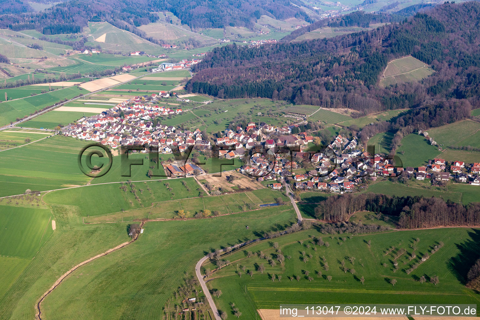 Vue aérienne de Heuweiler dans le département Bade-Wurtemberg, Allemagne