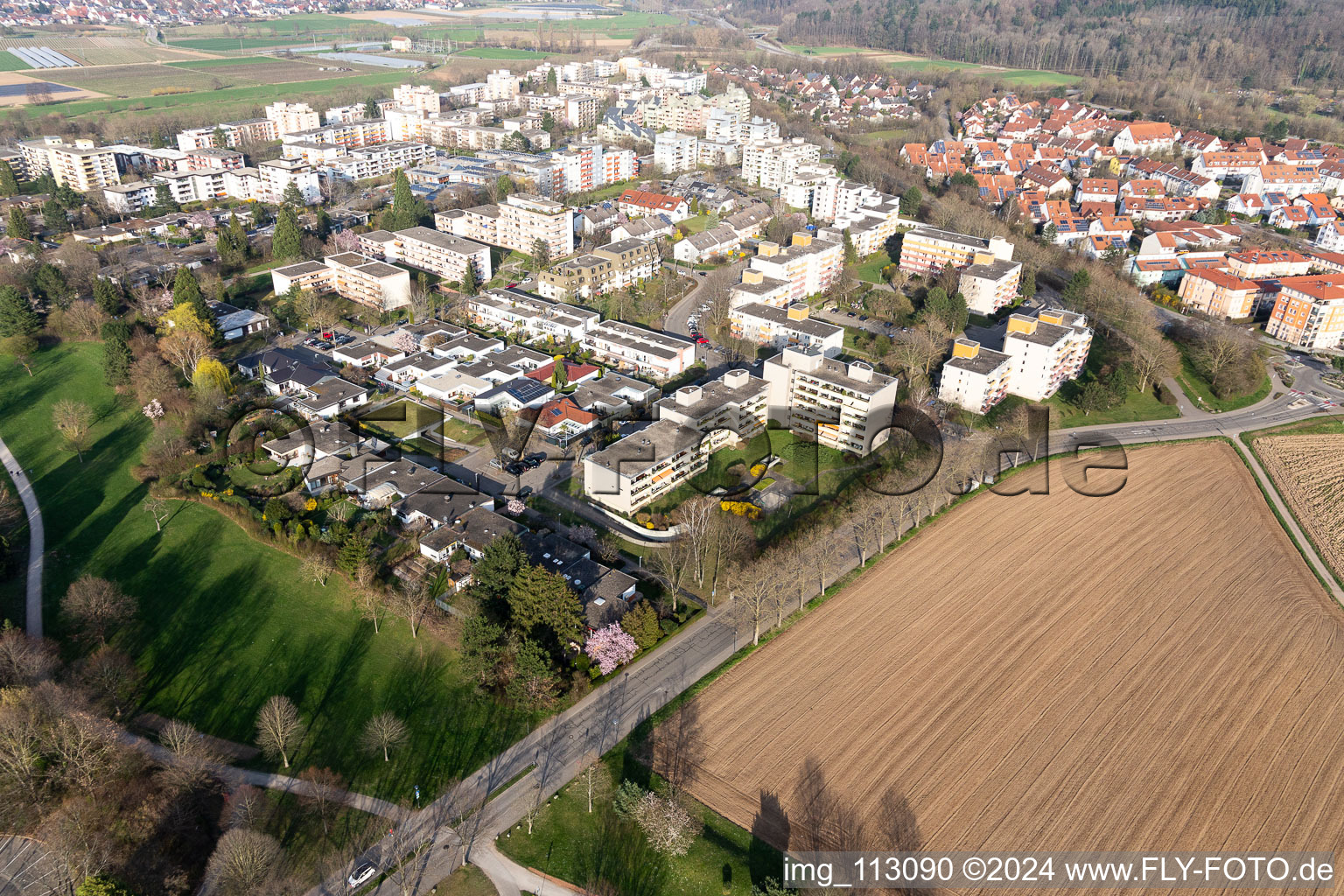 Vue aérienne de Denzlingen dans le département Bade-Wurtemberg, Allemagne