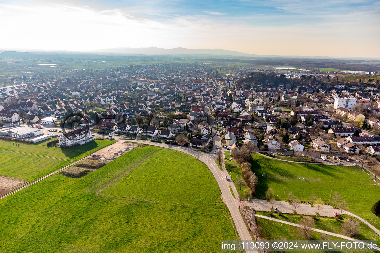 Vue oblique de Denzlingen dans le département Bade-Wurtemberg, Allemagne