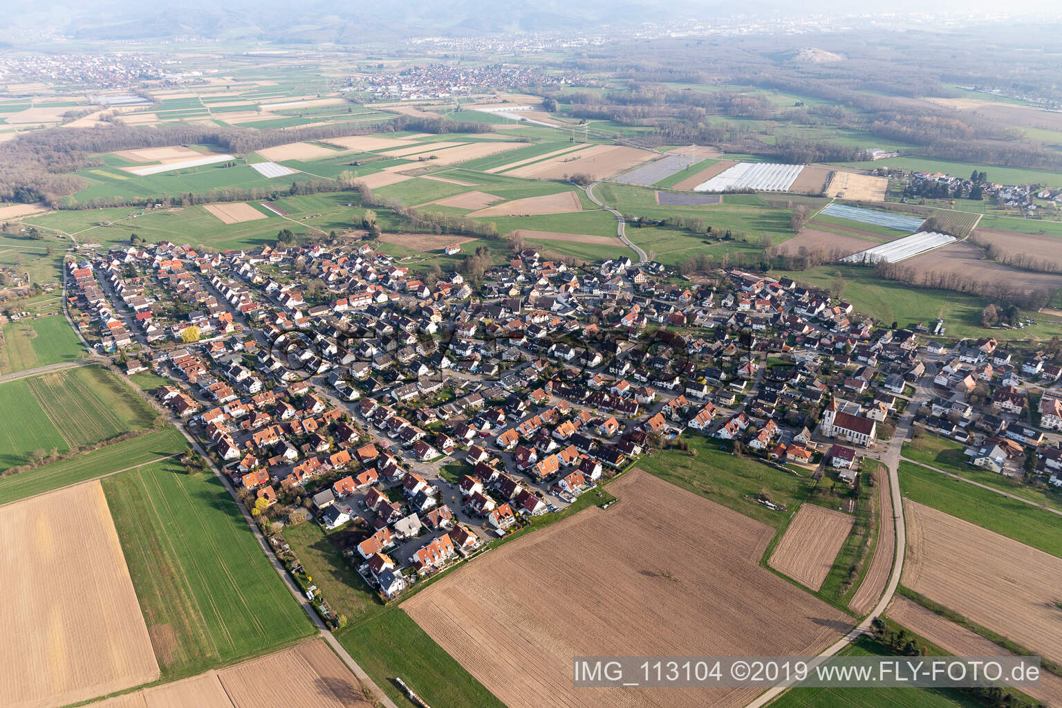 Vue aérienne de Reute dans le département Bade-Wurtemberg, Allemagne