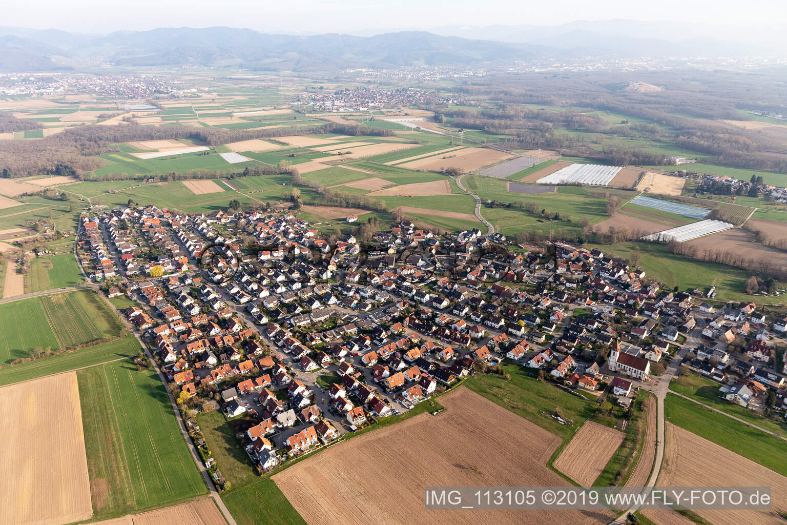 Vue aérienne de Reute dans le département Bade-Wurtemberg, Allemagne