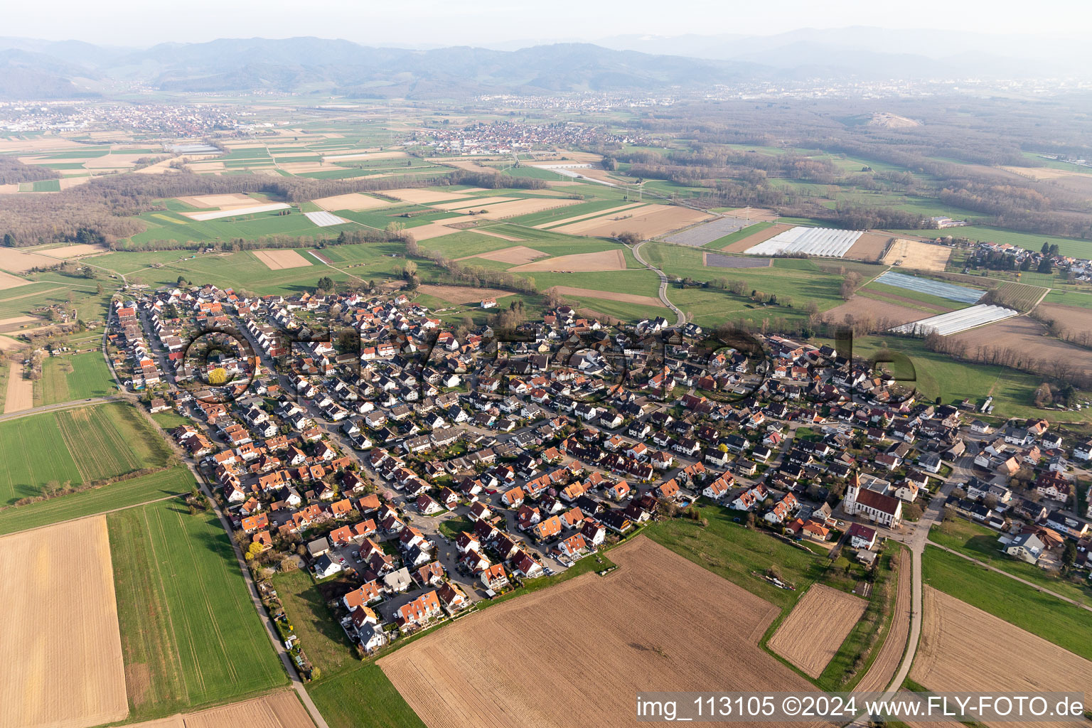 Vue aérienne de Reute dans le département Bade-Wurtemberg, Allemagne