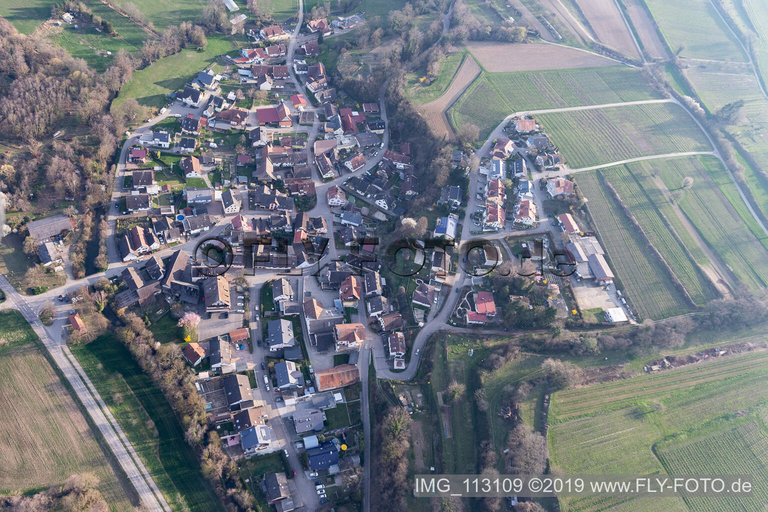 Vue aérienne de Teningen dans le département Bade-Wurtemberg, Allemagne