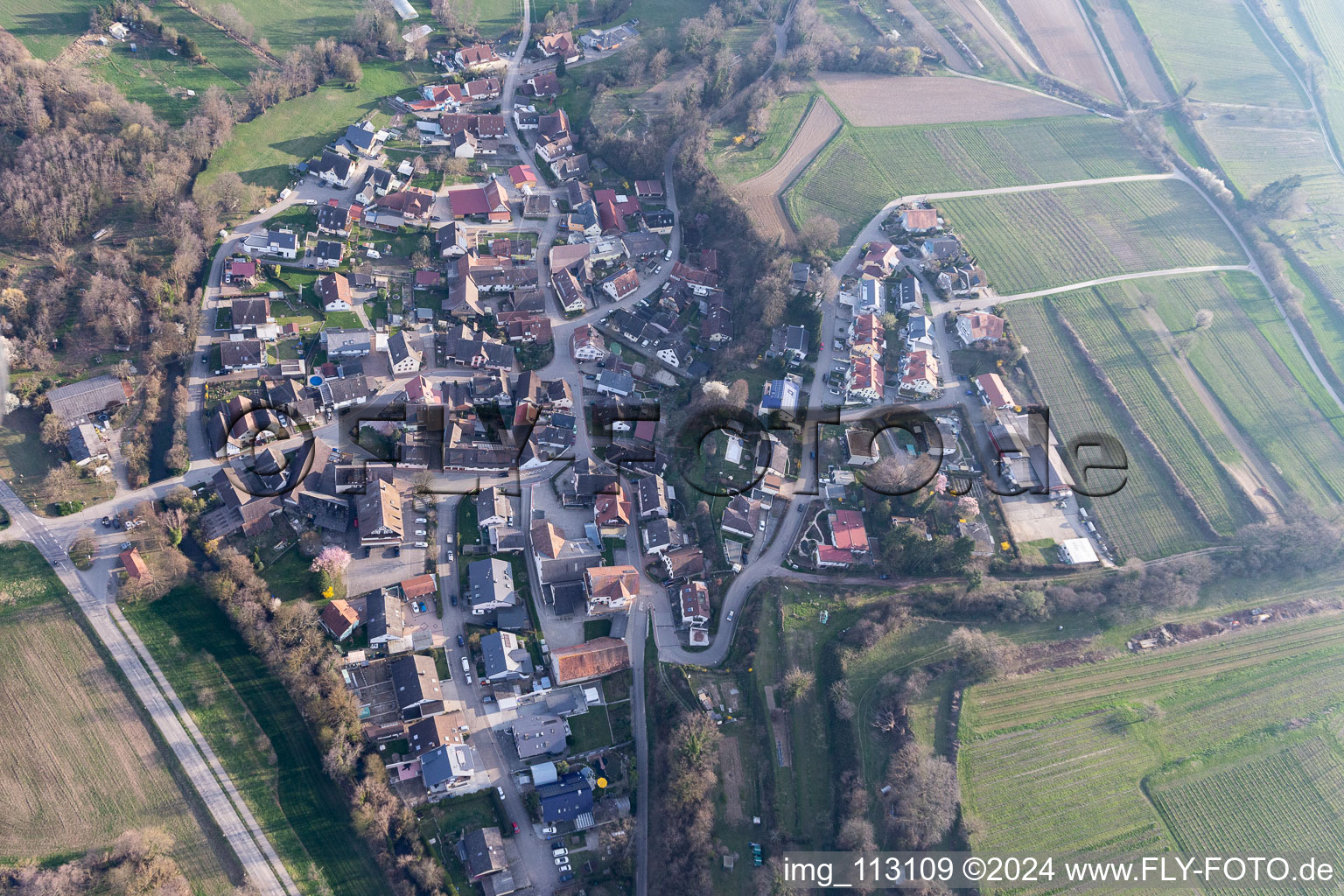 Vue aérienne de Teningen dans le département Bade-Wurtemberg, Allemagne