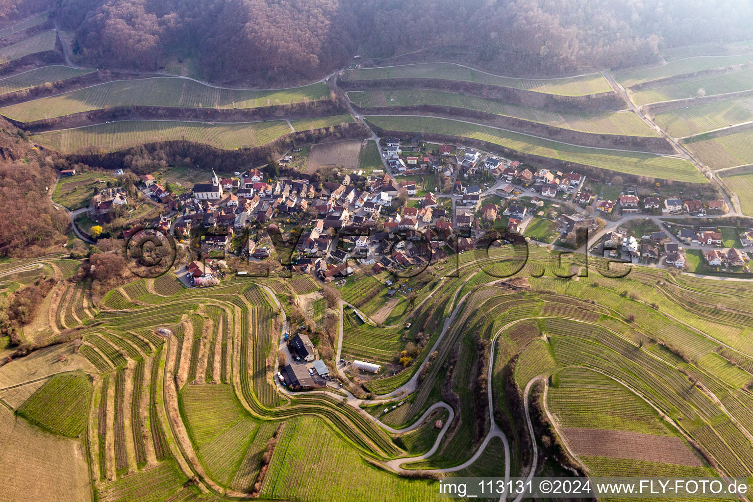 Vue aérienne de Amoltern à le quartier Königschaffhausen in Endingen am Kaiserstuhl dans le département Bade-Wurtemberg, Allemagne