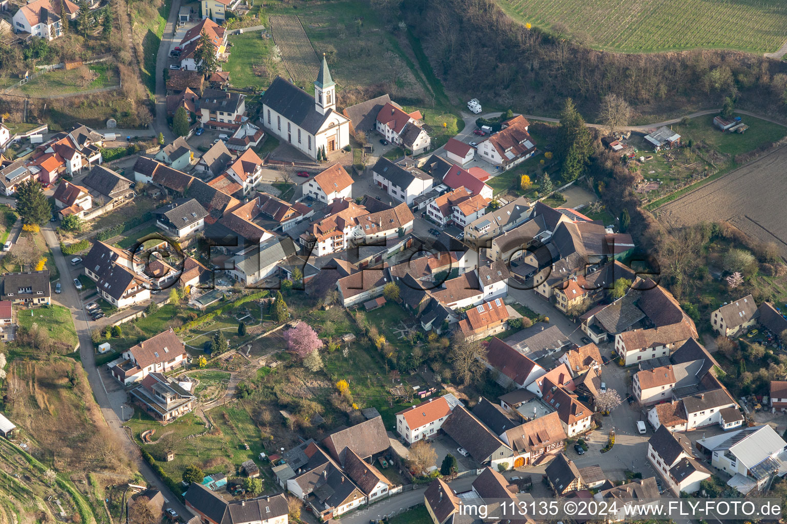 Vue aérienne de Amoltern à Endingen am Kaiserstuhl dans le département Bade-Wurtemberg, Allemagne