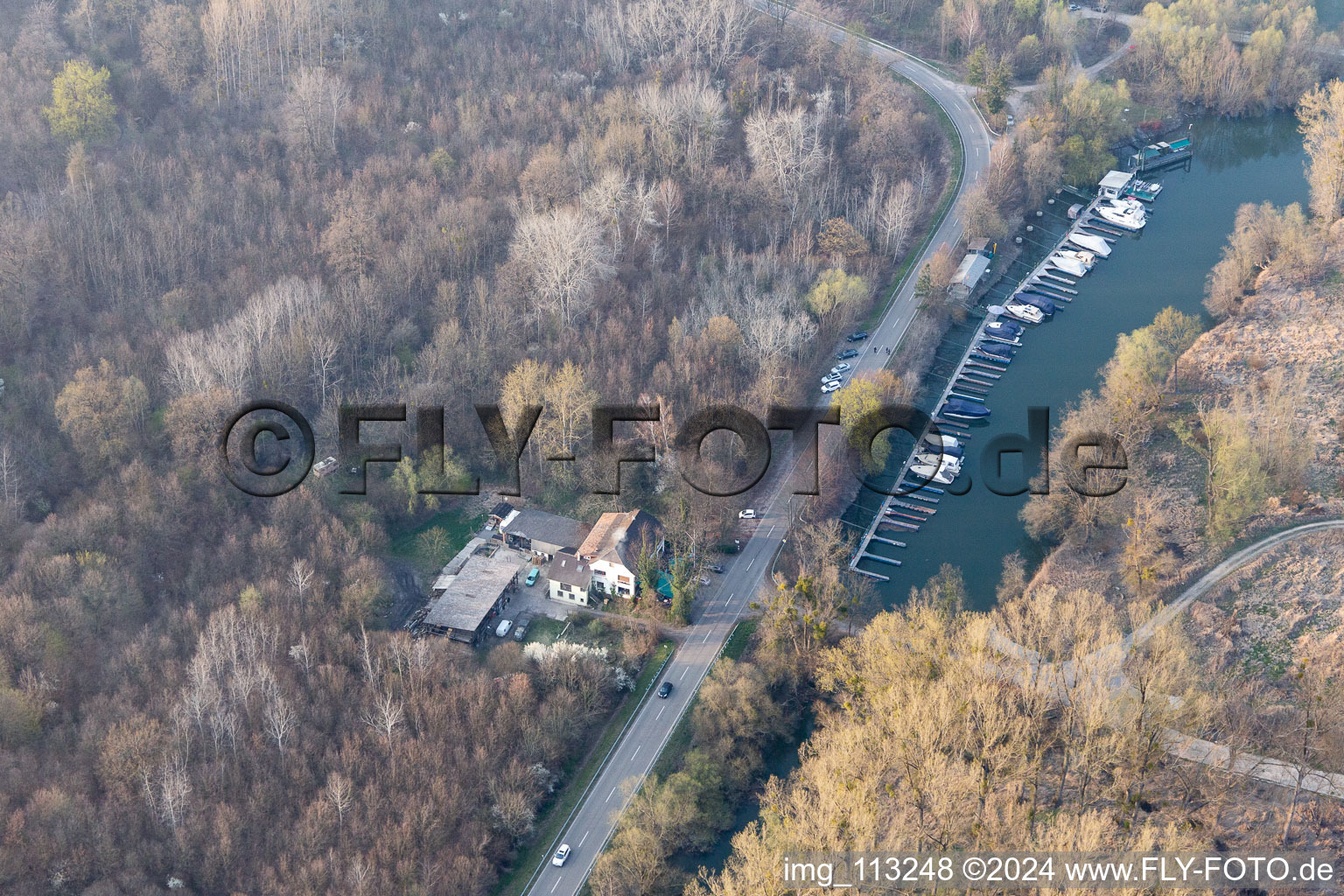 Vue aérienne de Rheinschänke à Leimersheim dans le département Rhénanie-Palatinat, Allemagne