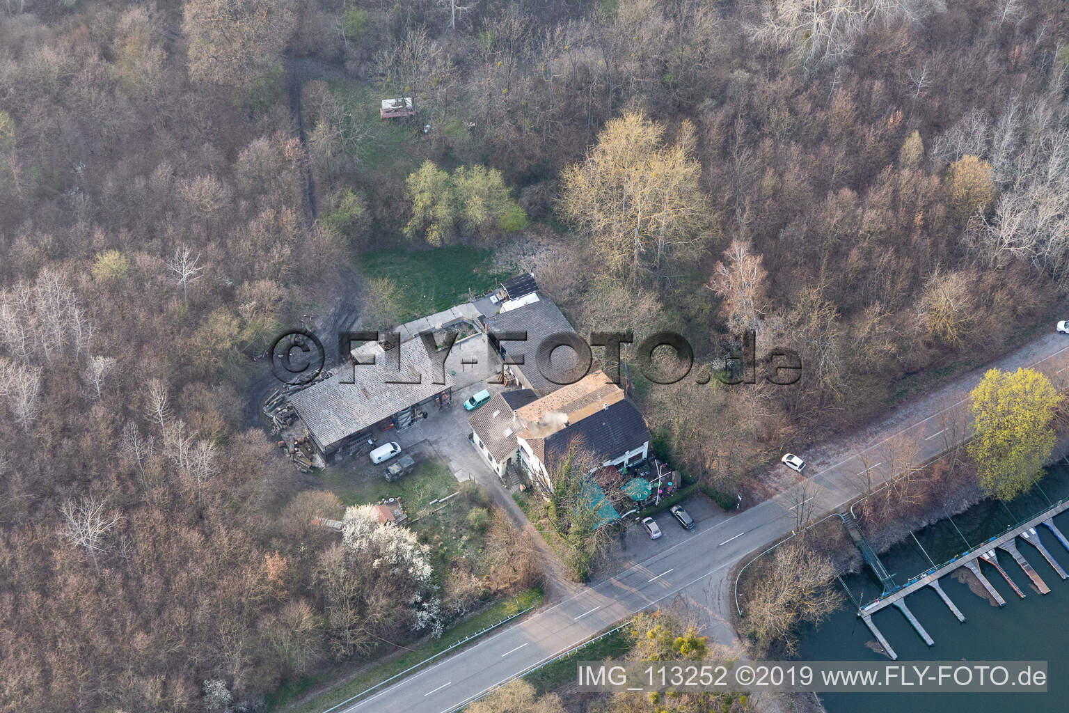 Photographie aérienne de Rheinschänke à Leimersheim dans le département Rhénanie-Palatinat, Allemagne