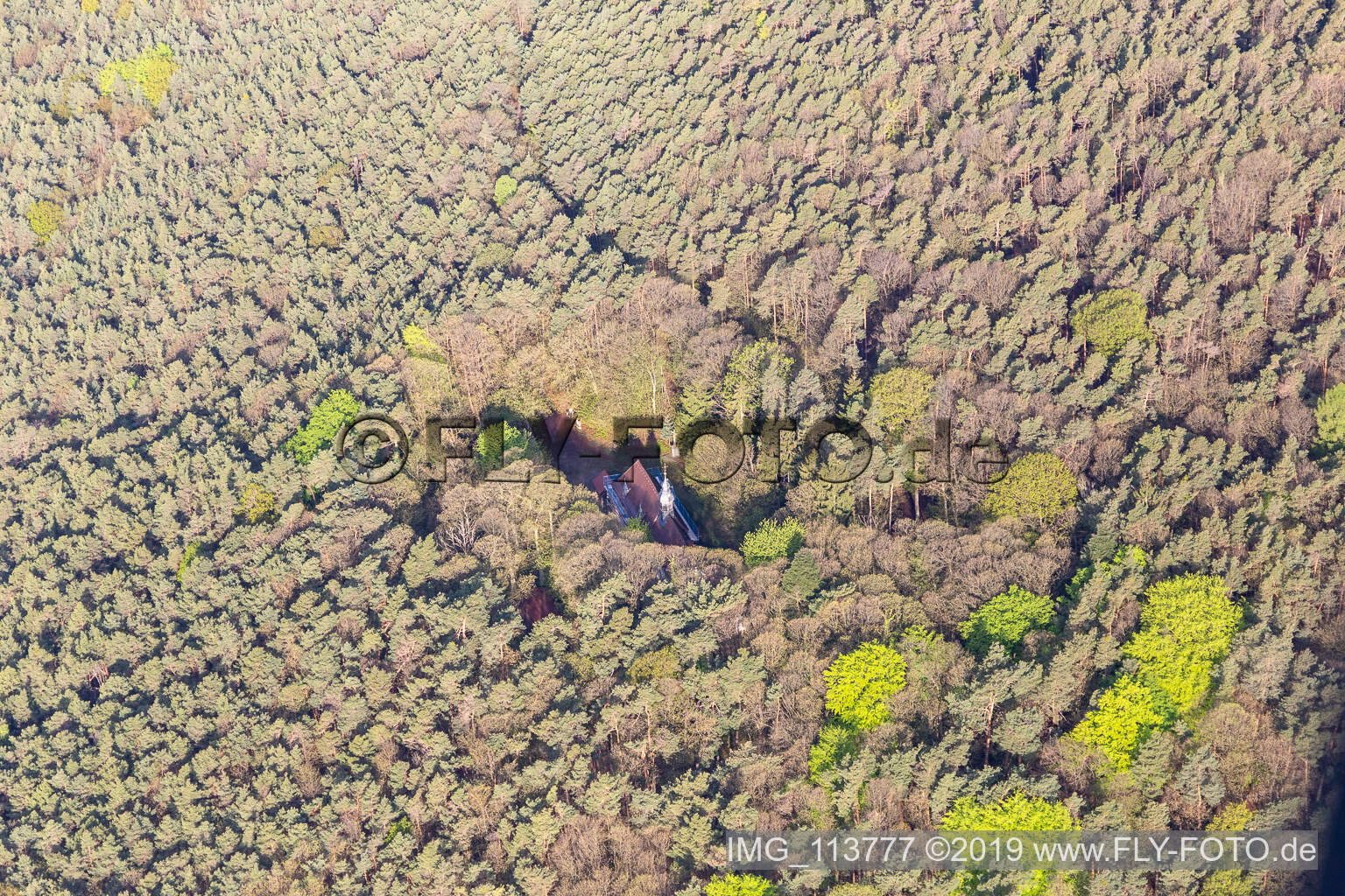 Vue aérienne de Chapelle du Kolmerberg à Dörrenbach dans le département Rhénanie-Palatinat, Allemagne