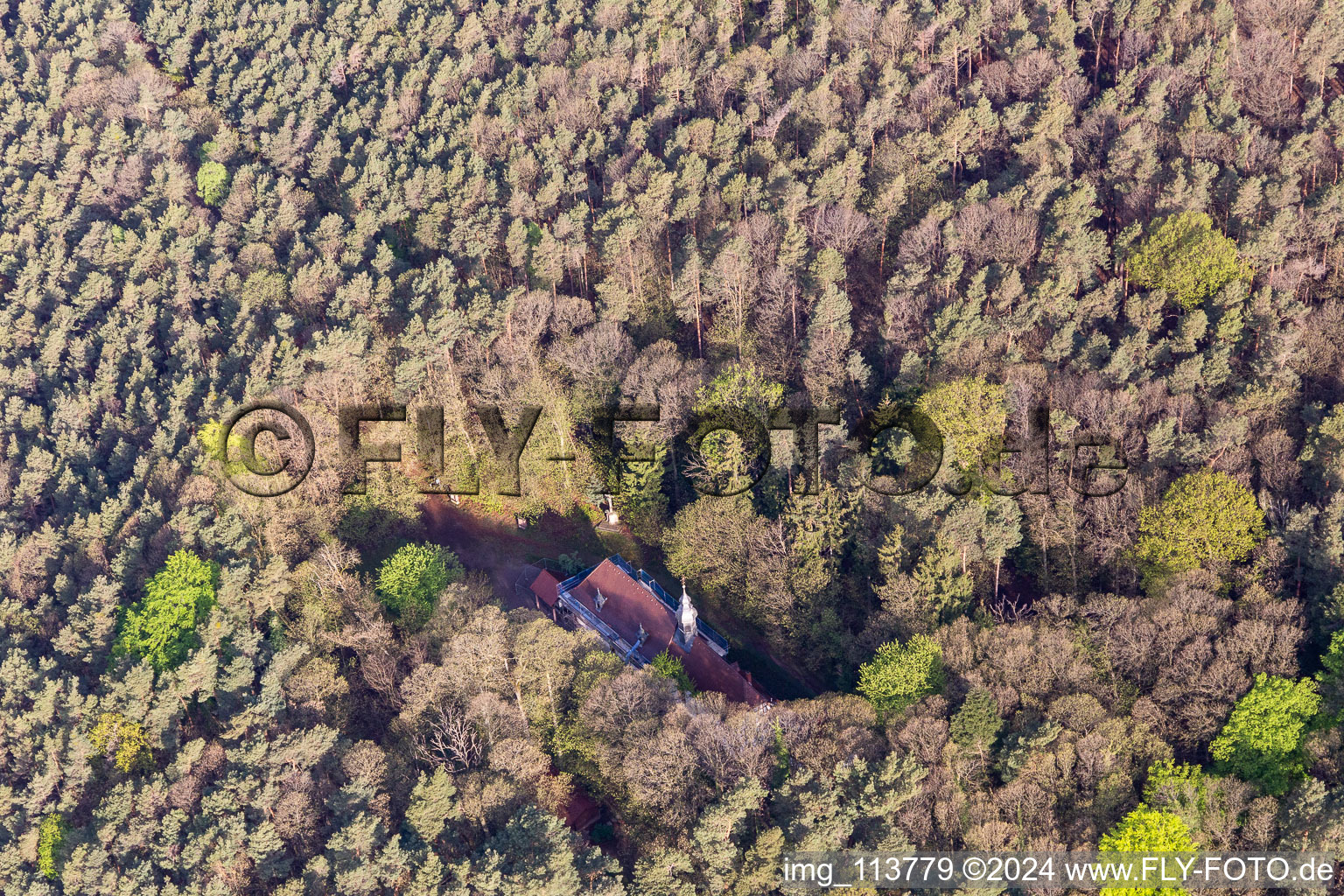 Vue aérienne de Chapelle du Kolmerberg à Dörrenbach dans le département Rhénanie-Palatinat, Allemagne