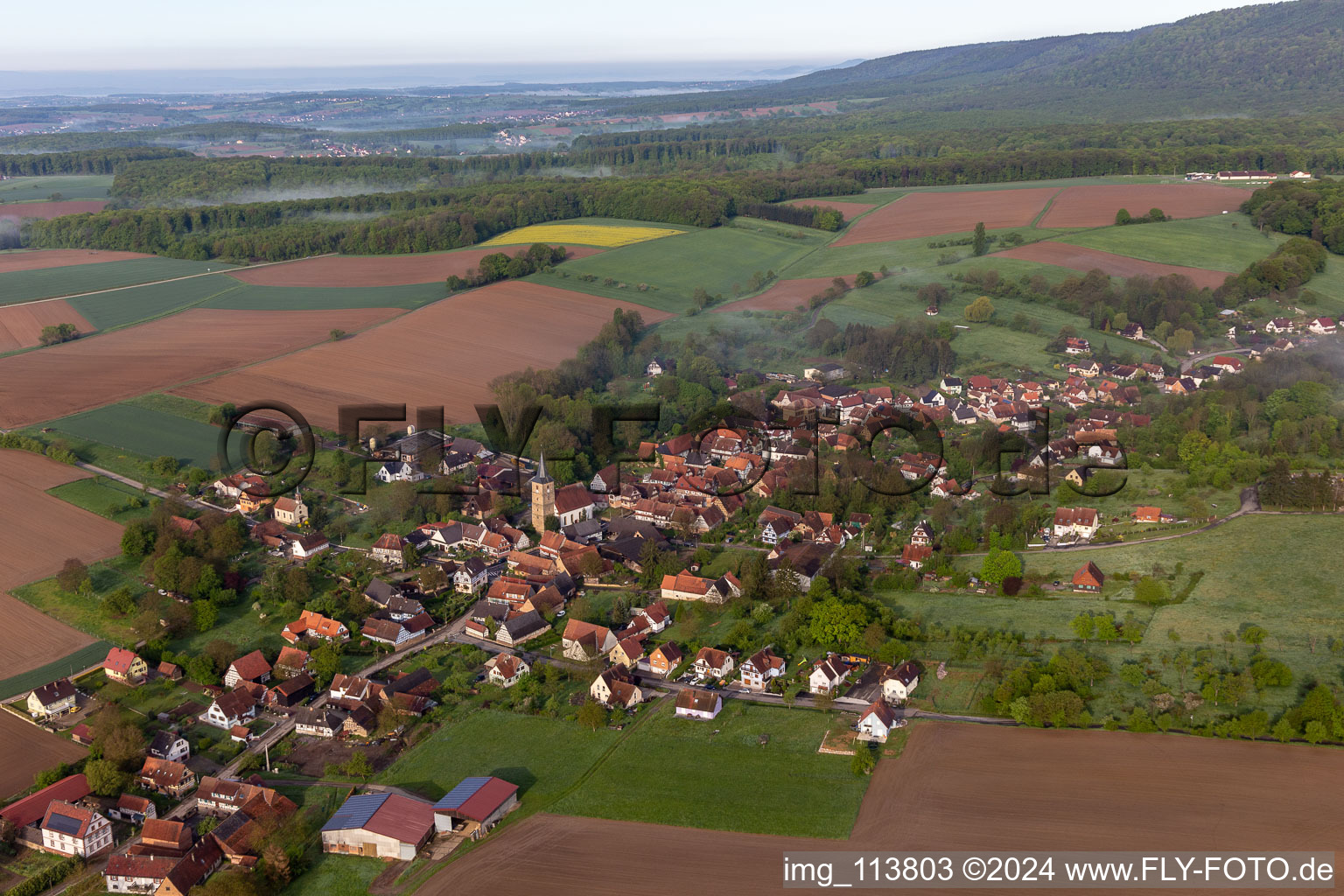 Vue oblique de Drachenbronn-Birlenbach dans le département Bas Rhin, France