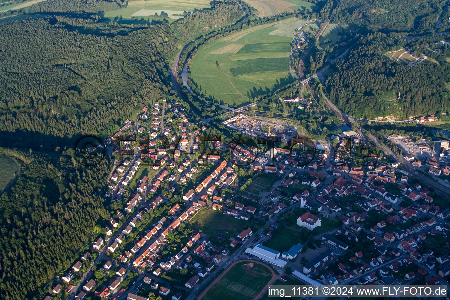 Vue d'oiseau de Immendingen dans le département Bade-Wurtemberg, Allemagne