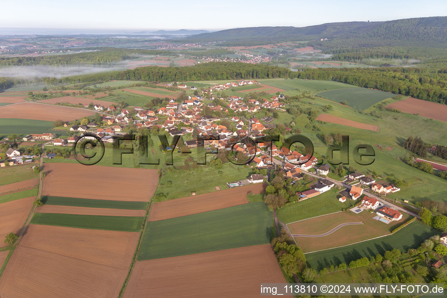 Memmelshoffen dans le département Bas Rhin, France depuis l'avion