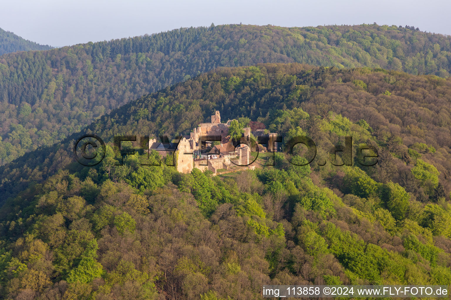 Vue aérienne de Madenbourg à Eschbach dans le département Rhénanie-Palatinat, Allemagne