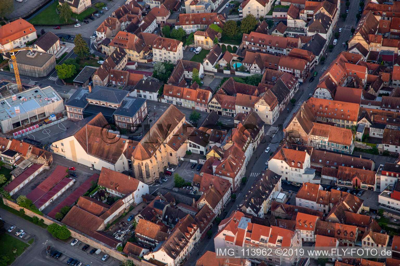 Vue oblique de Wissembourg dans le département Bas Rhin, France