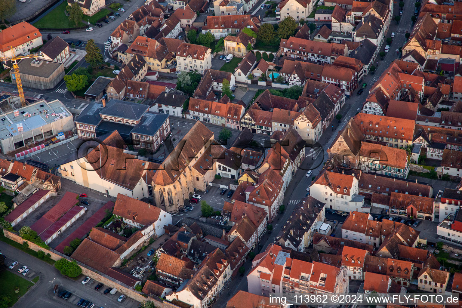 Vue oblique de Wissembourg dans le département Bas Rhin, France