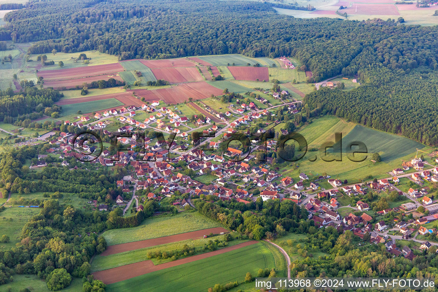 Vue d'oiseau de Lobsann dans le département Bas Rhin, France