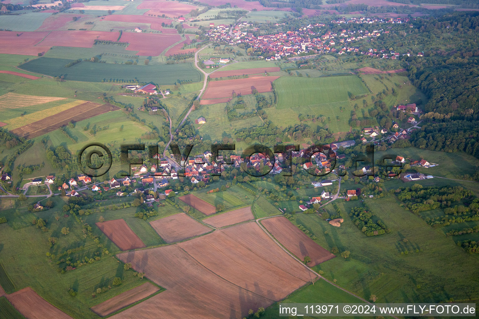 Gœrsdorf dans le département Bas Rhin, France vue d'en haut