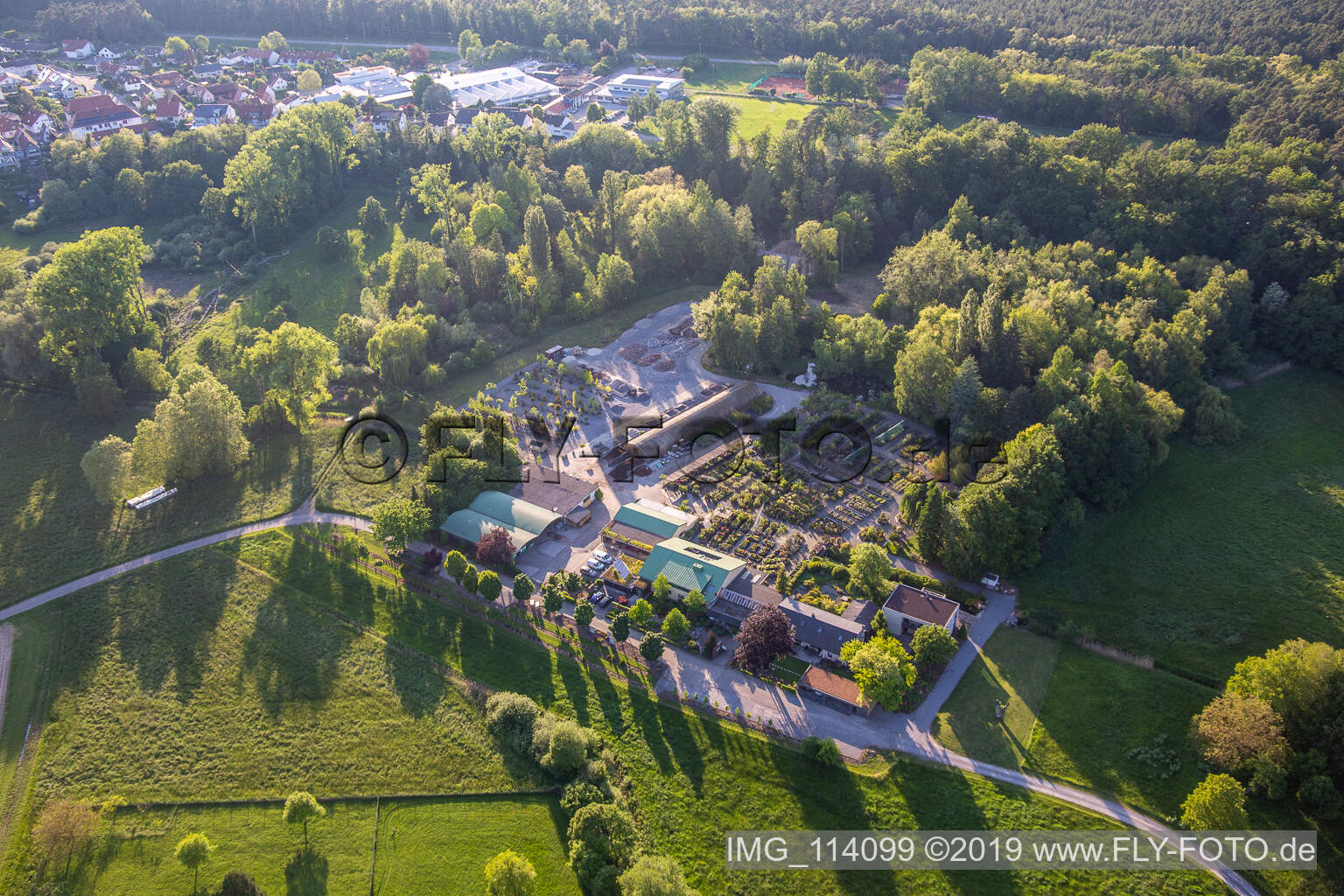 Pépinière Bienwald / Greentec à Berg dans le département Rhénanie-Palatinat, Allemagne du point de vue du drone