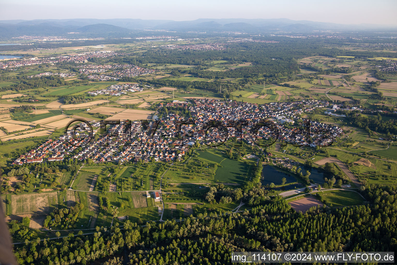 Au am Rhein dans le département Bade-Wurtemberg, Allemagne vue d'en haut