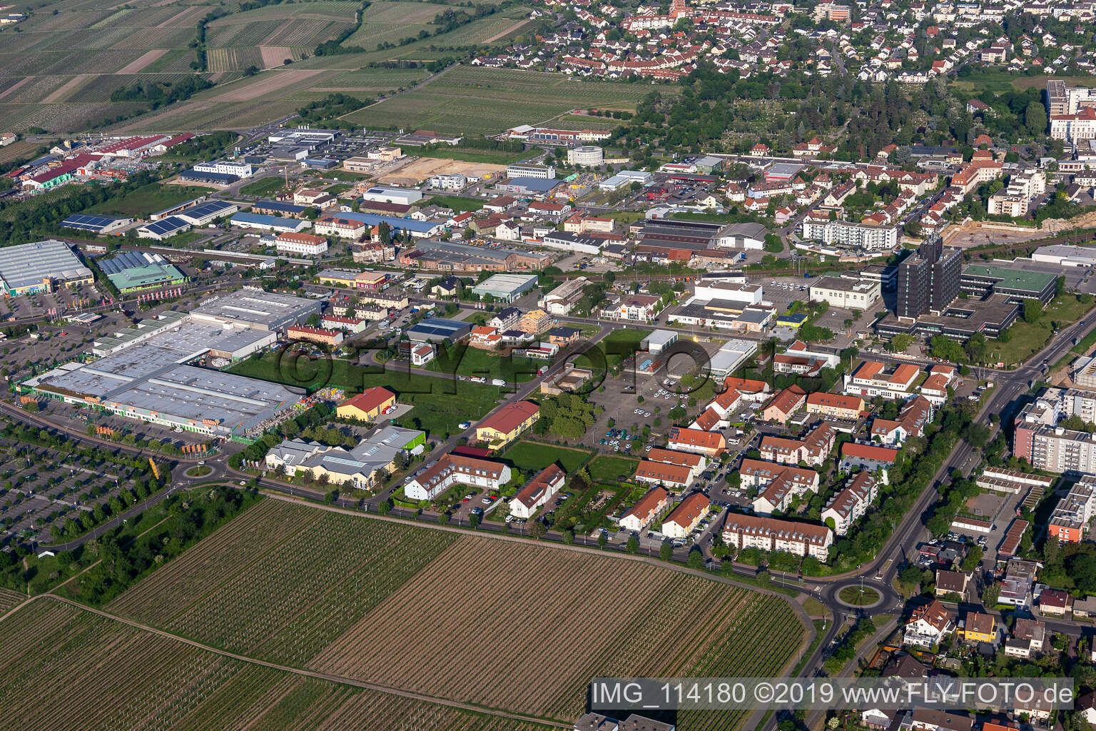 Neustadt an der Weinstraße dans le département Rhénanie-Palatinat, Allemagne depuis l'avion