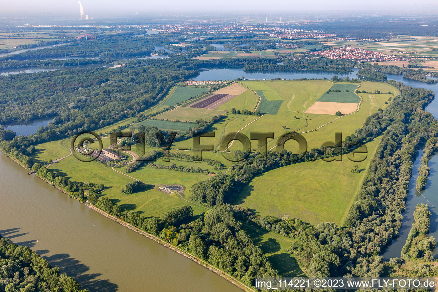 Vue aérienne de Île de Koller à Brühl dans le département Bade-Wurtemberg, Allemagne