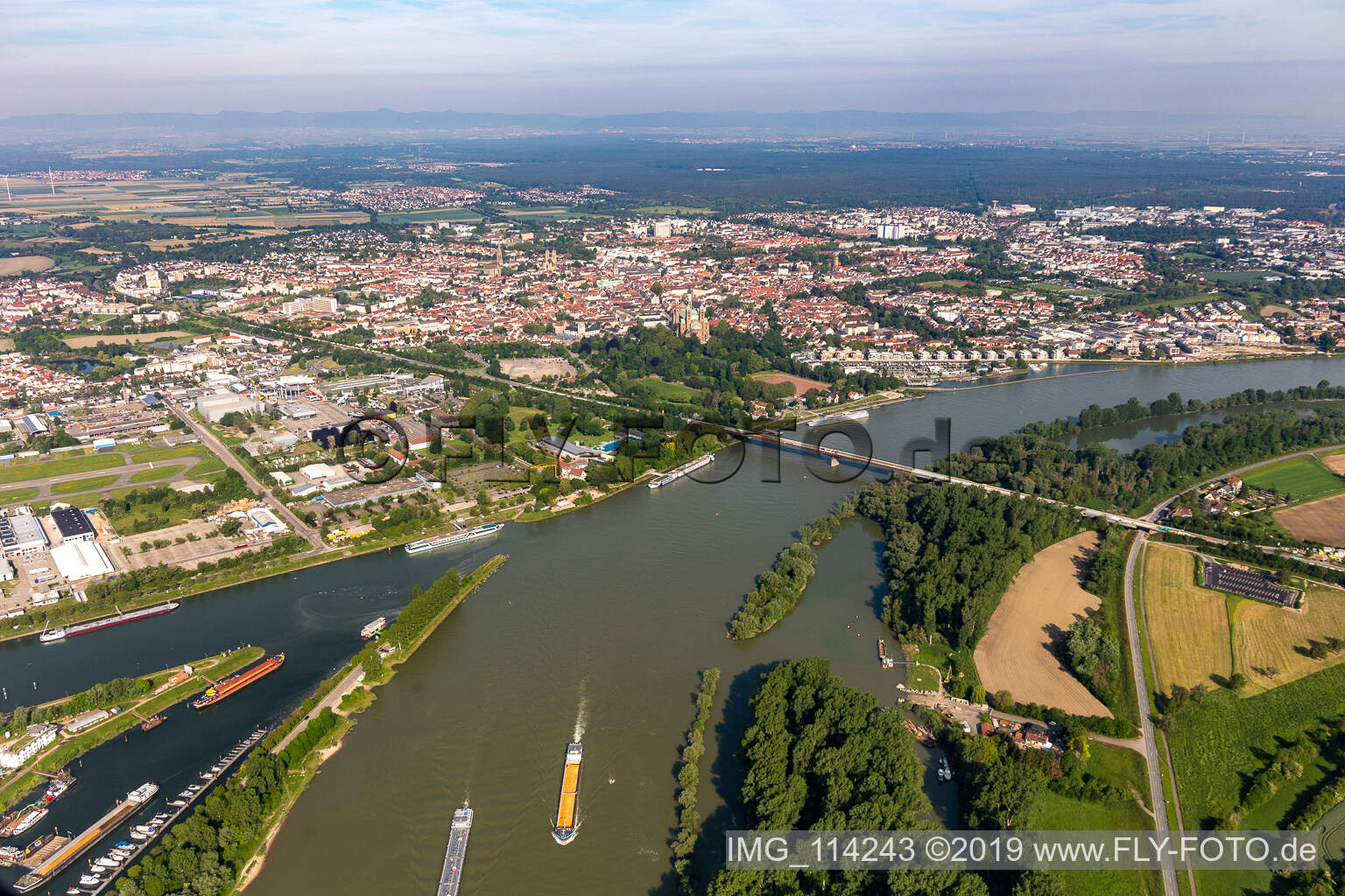Vue aérienne de Pont sur le Rhin B39 à Speyer dans le département Rhénanie-Palatinat, Allemagne