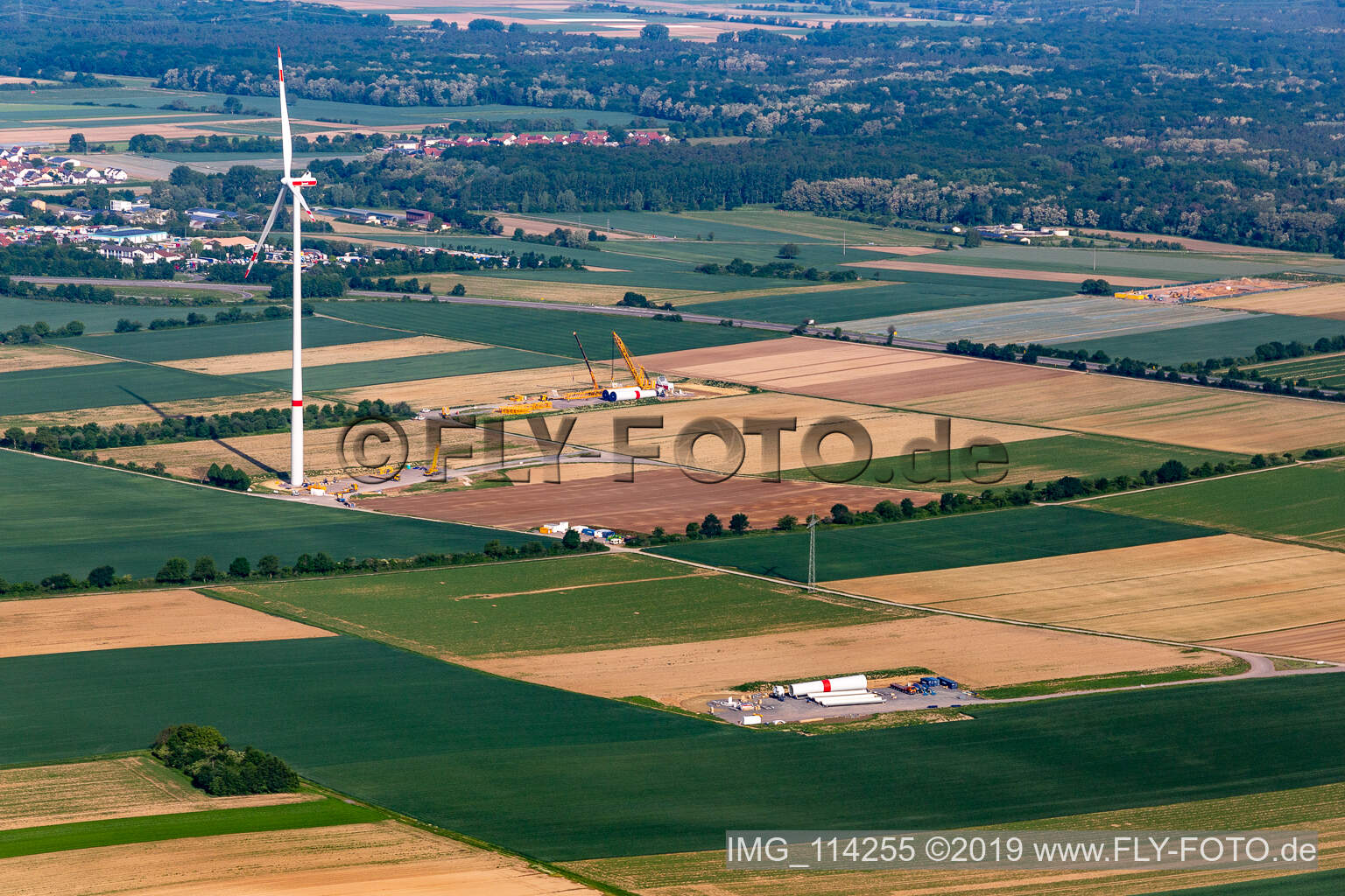 Vue aérienne de Chantier WKA à Schwegenheim dans le département Rhénanie-Palatinat, Allemagne