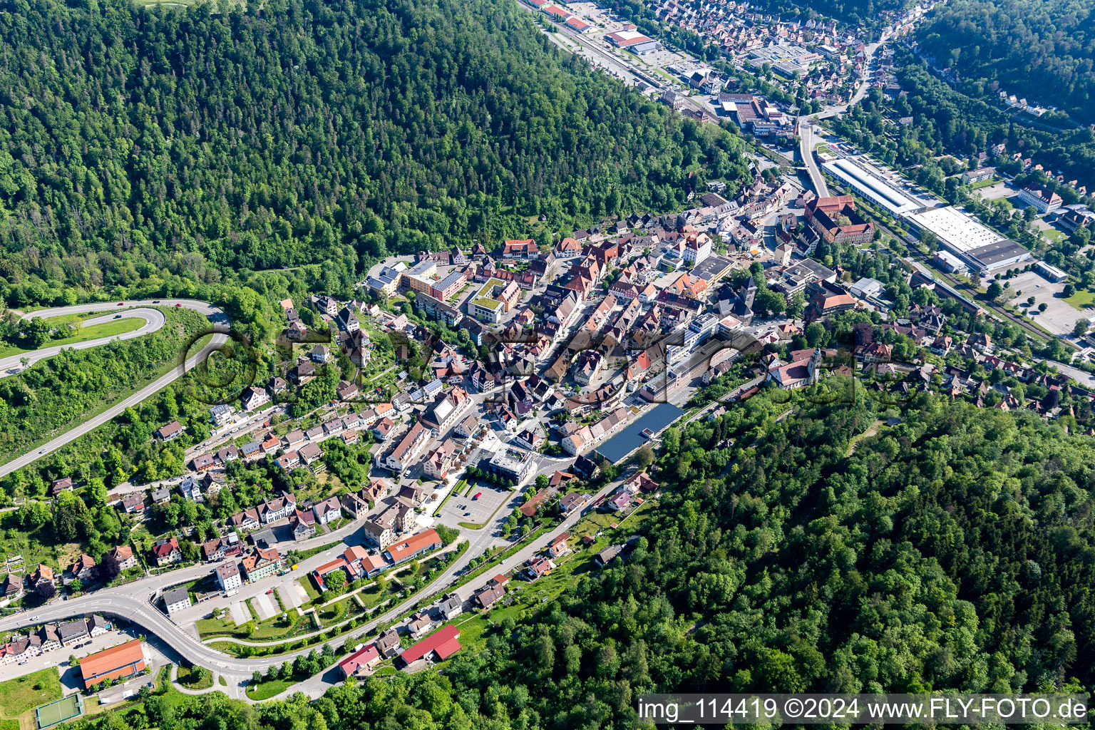 Vue aérienne de Oberndorf am Neckar dans le département Bade-Wurtemberg, Allemagne