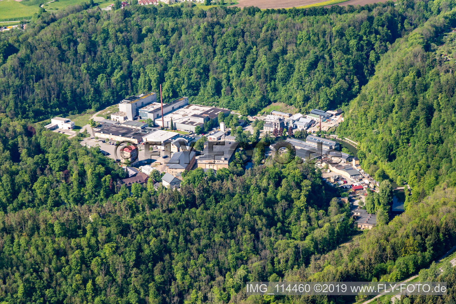 Vue aérienne de Usine de poudre, usine de bois à Rottweil dans le département Bade-Wurtemberg, Allemagne