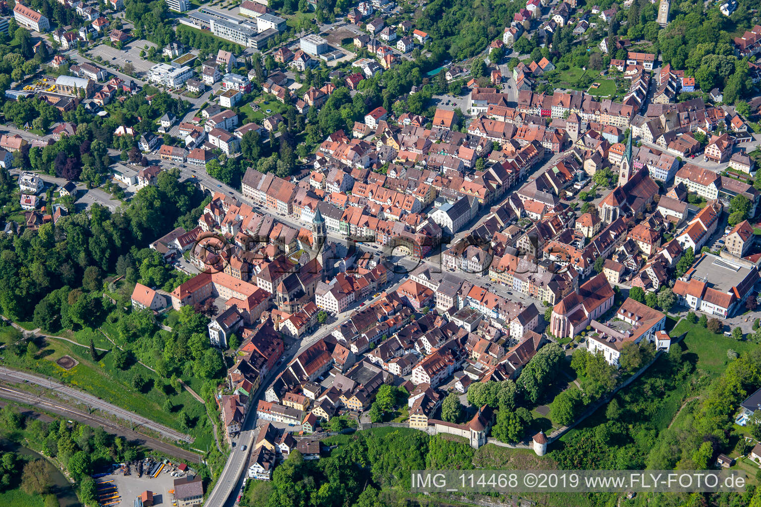 Vue aérienne de Vieille ville et centre-ville à Rottweil dans le département Bade-Wurtemberg, Allemagne