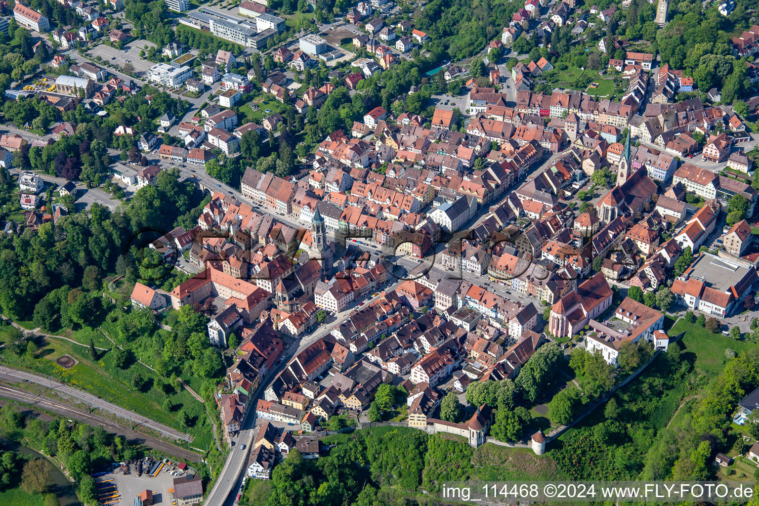 Vue aérienne de Vieille ville et centre-ville à Rottweil dans le département Bade-Wurtemberg, Allemagne