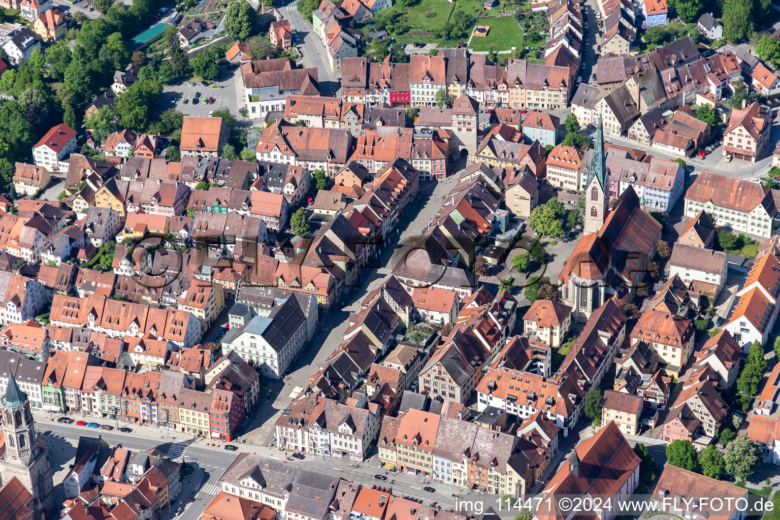 Vue aérienne de Vieille ville et centre-ville à Rottweil dans le département Bade-Wurtemberg, Allemagne