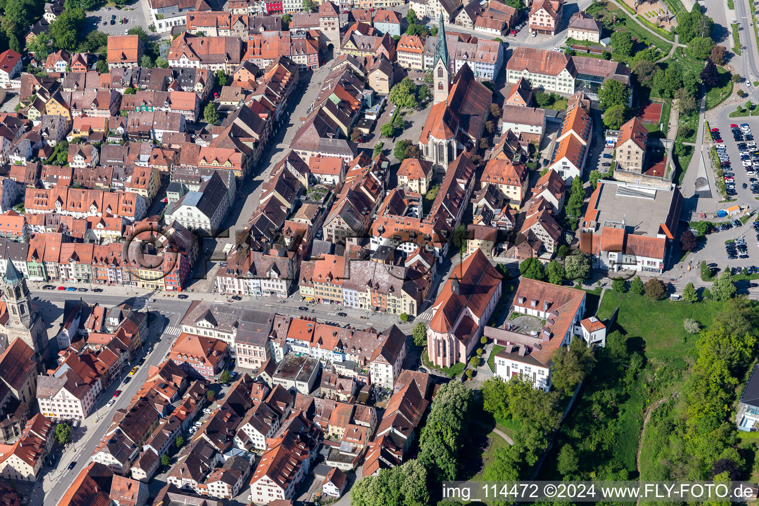 Vue oblique de Vieille ville à Rottweil dans le département Bade-Wurtemberg, Allemagne