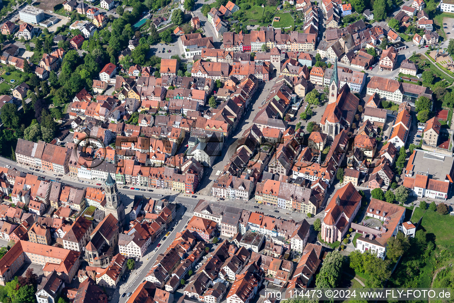 Vieille ville à Rottweil dans le département Bade-Wurtemberg, Allemagne d'en haut