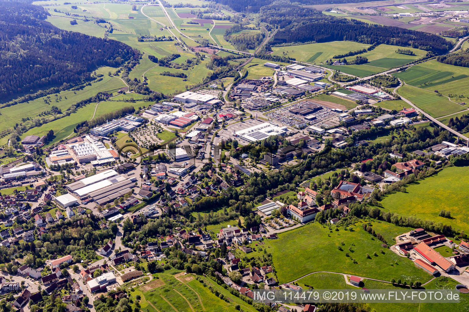 Vue aérienne de Zone commerciale sud à Rottweil dans le département Bade-Wurtemberg, Allemagne