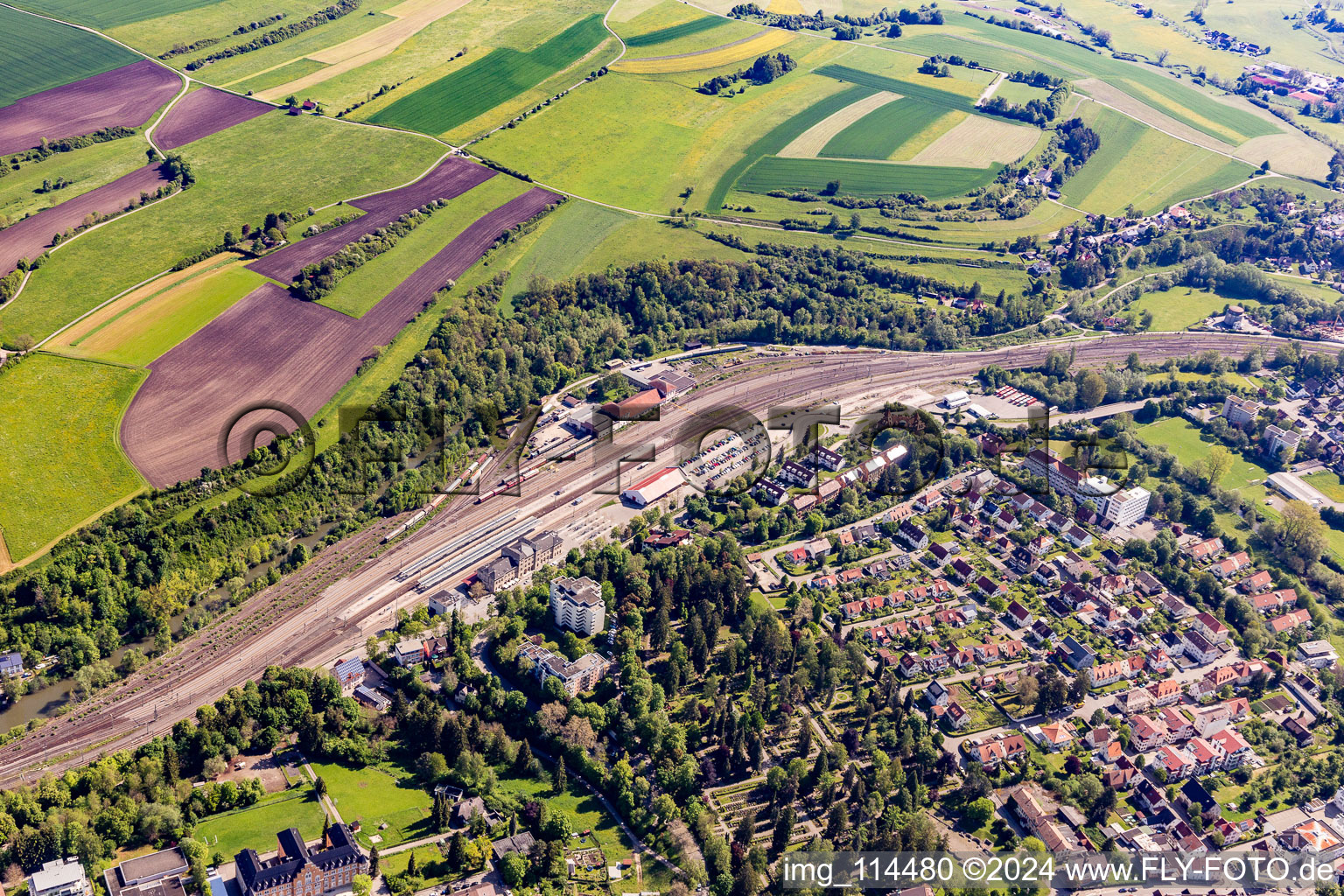 Vue aérienne de Gare à Rottweil dans le département Bade-Wurtemberg, Allemagne