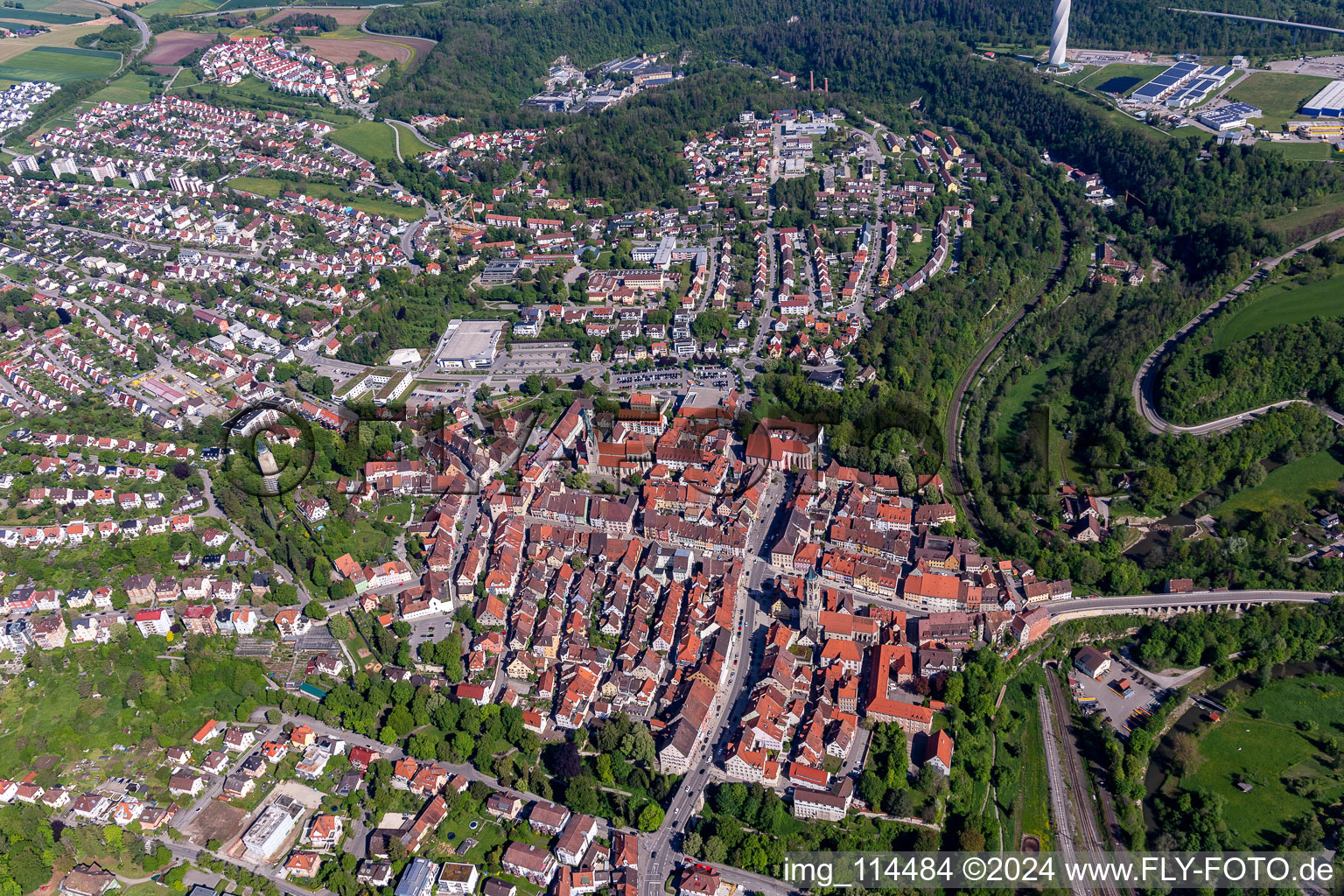 Vieille ville à Rottweil dans le département Bade-Wurtemberg, Allemagne hors des airs