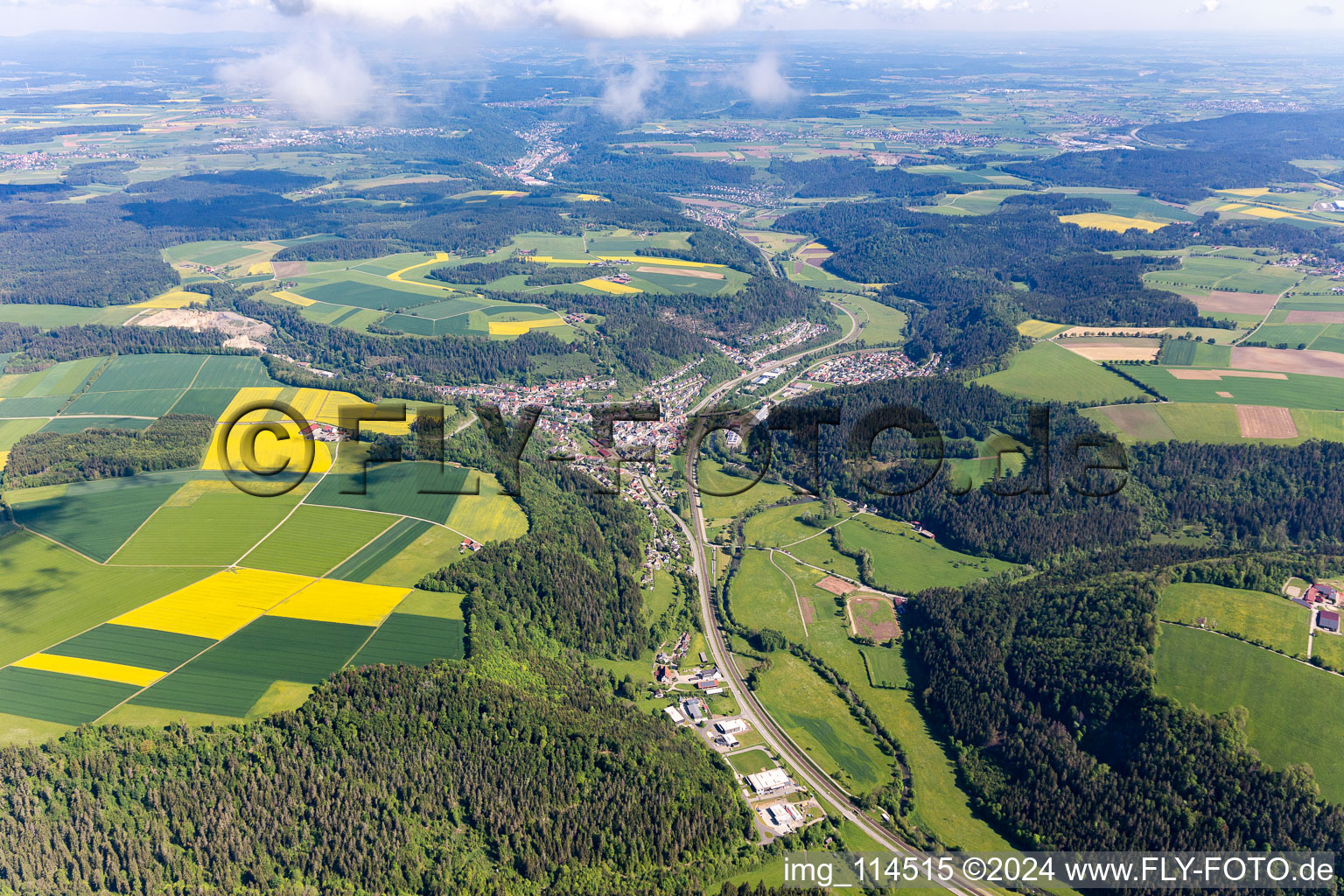 Vue oblique de Epfendorf dans le département Bade-Wurtemberg, Allemagne