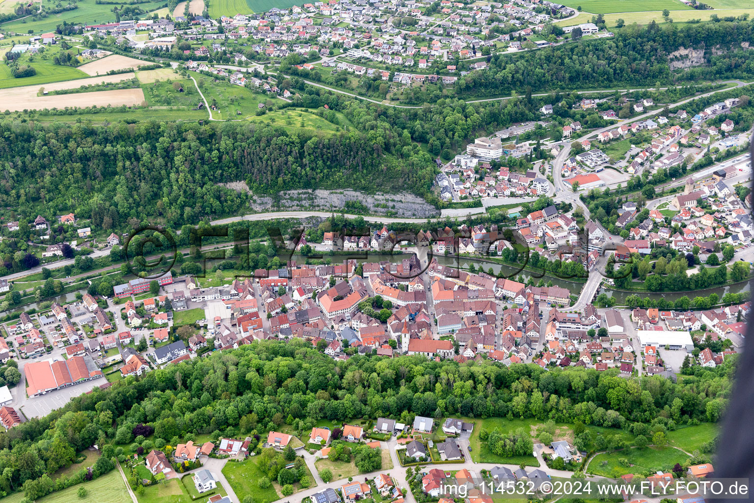 Vue aérienne de Vieille ville historique à Sulz am Neckar dans le département Bade-Wurtemberg, Allemagne