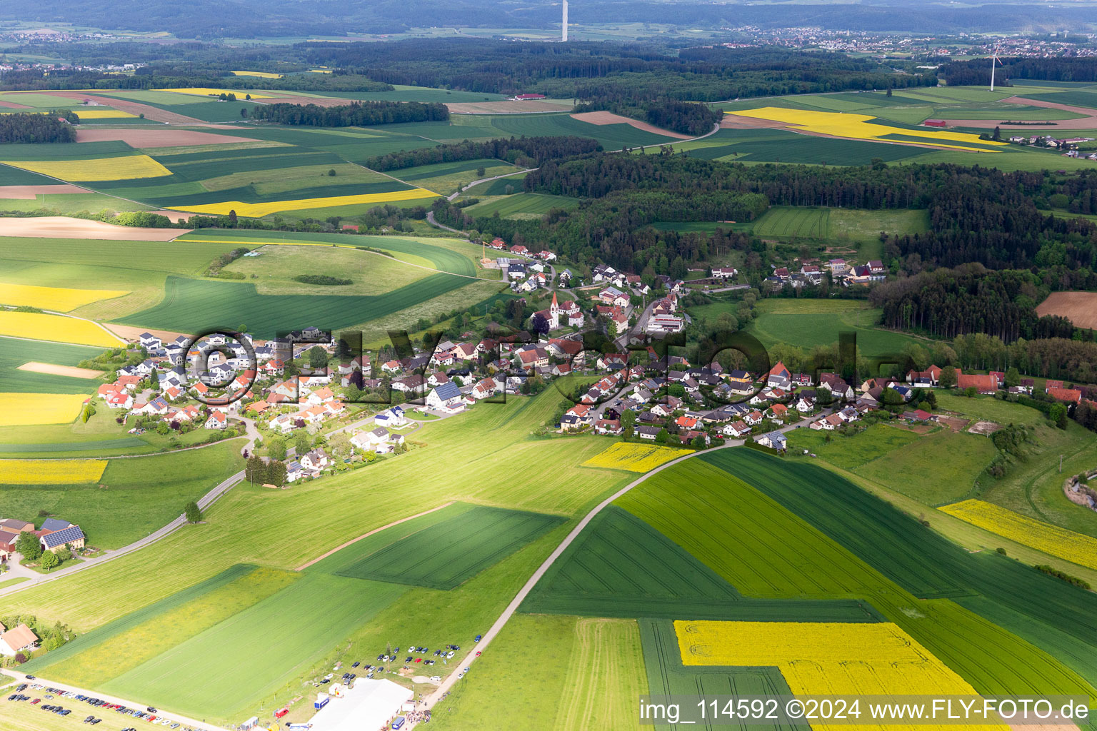 Vue aérienne de Quartier Lackendorf in Dunningen dans le département Bade-Wurtemberg, Allemagne