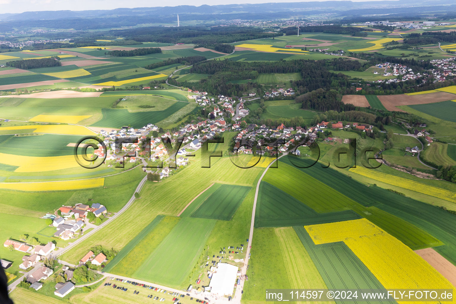 Vue oblique de Quartier Lackendorf in Dunningen dans le département Bade-Wurtemberg, Allemagne