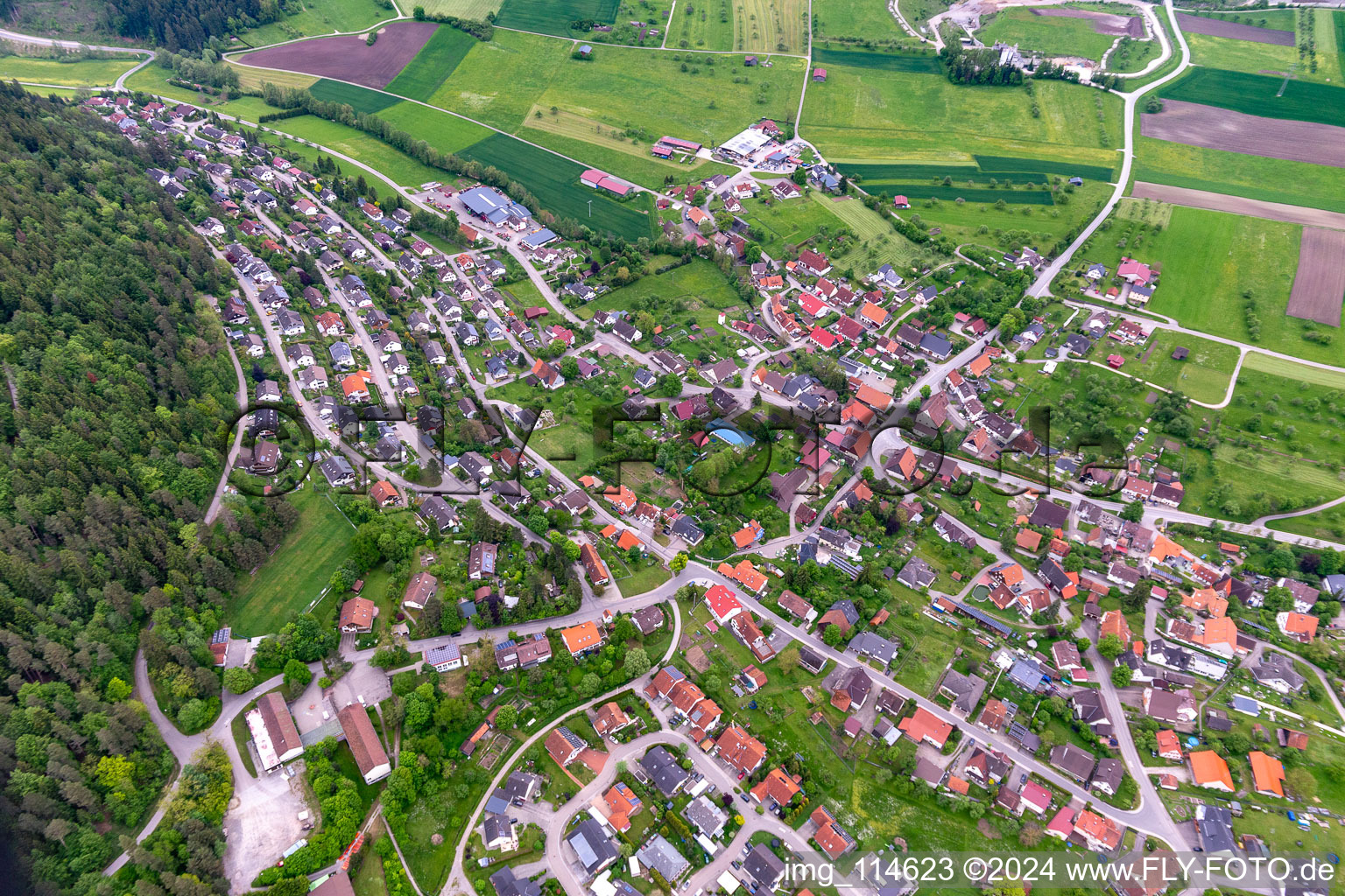 Vue aérienne de Quartier Trichtingen in Epfendorf dans le département Bade-Wurtemberg, Allemagne